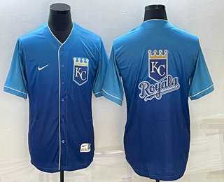 Mens Kansas City Royals Big Logo Nike Blue Fade Stitched Jerseys
